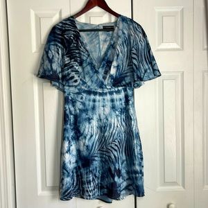 EXPRESS  unique zebra print blue dress